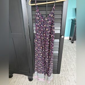 Floral Romper with Spaghetti Straps and Wide legs